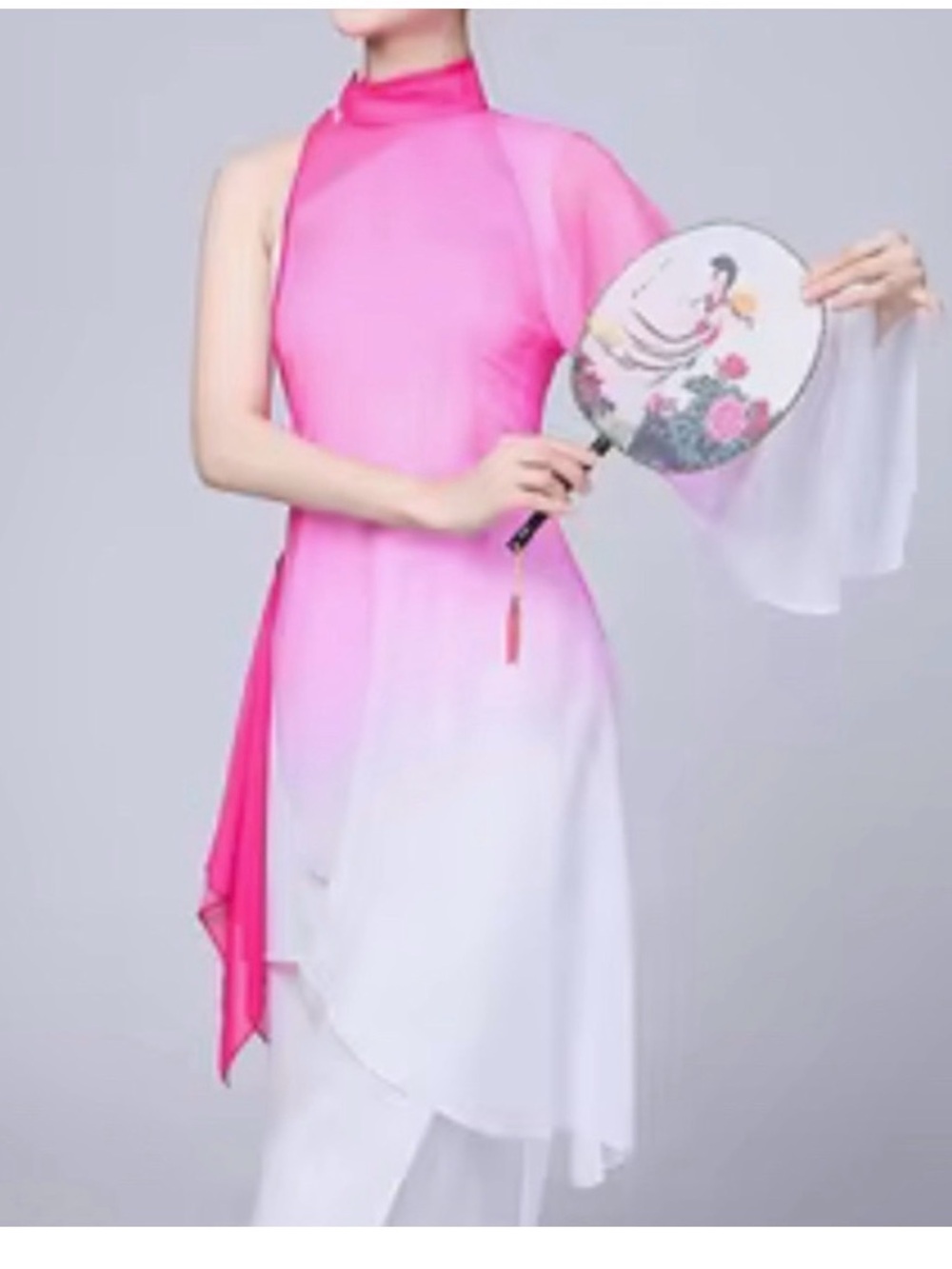 One-Shoulder Pink Ombre Satin Dress